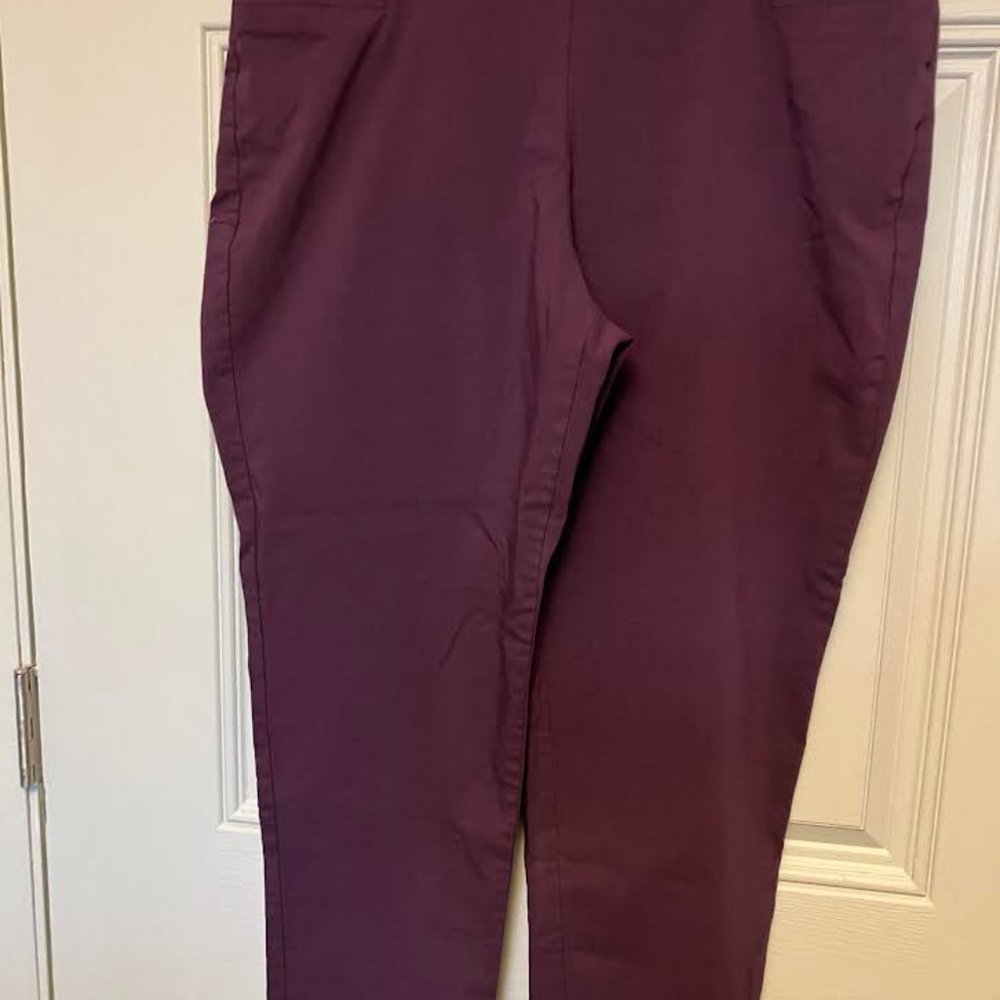 WOMEN'S BRIGGS SIZE 18 PETITE EGGPLANT COLORED NYLON POLY SPANDEX DRESS PANTS
